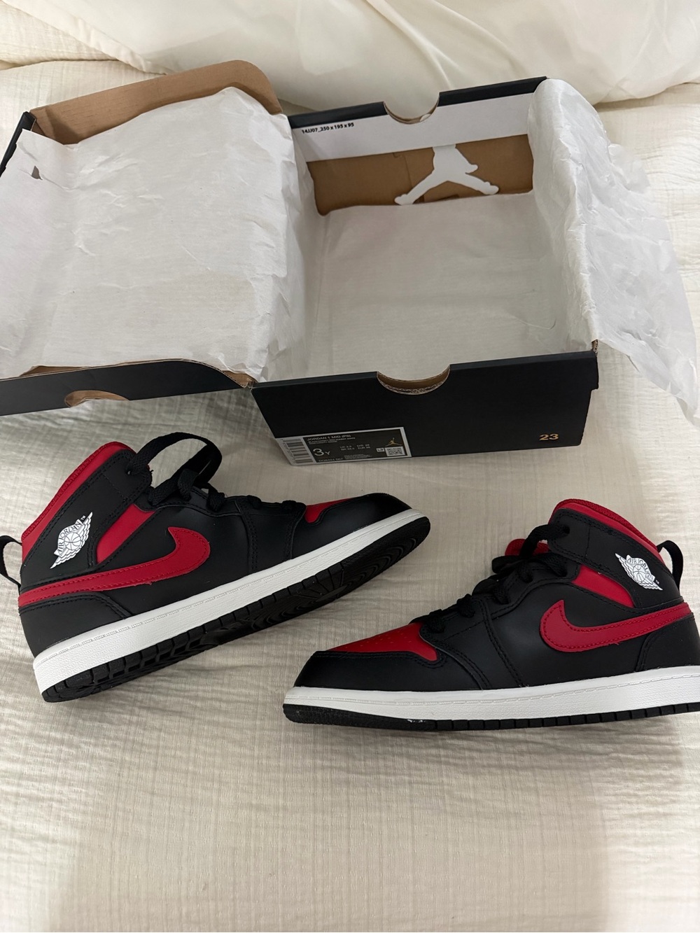 Nike Kids Black and Red High-Top Sneakers